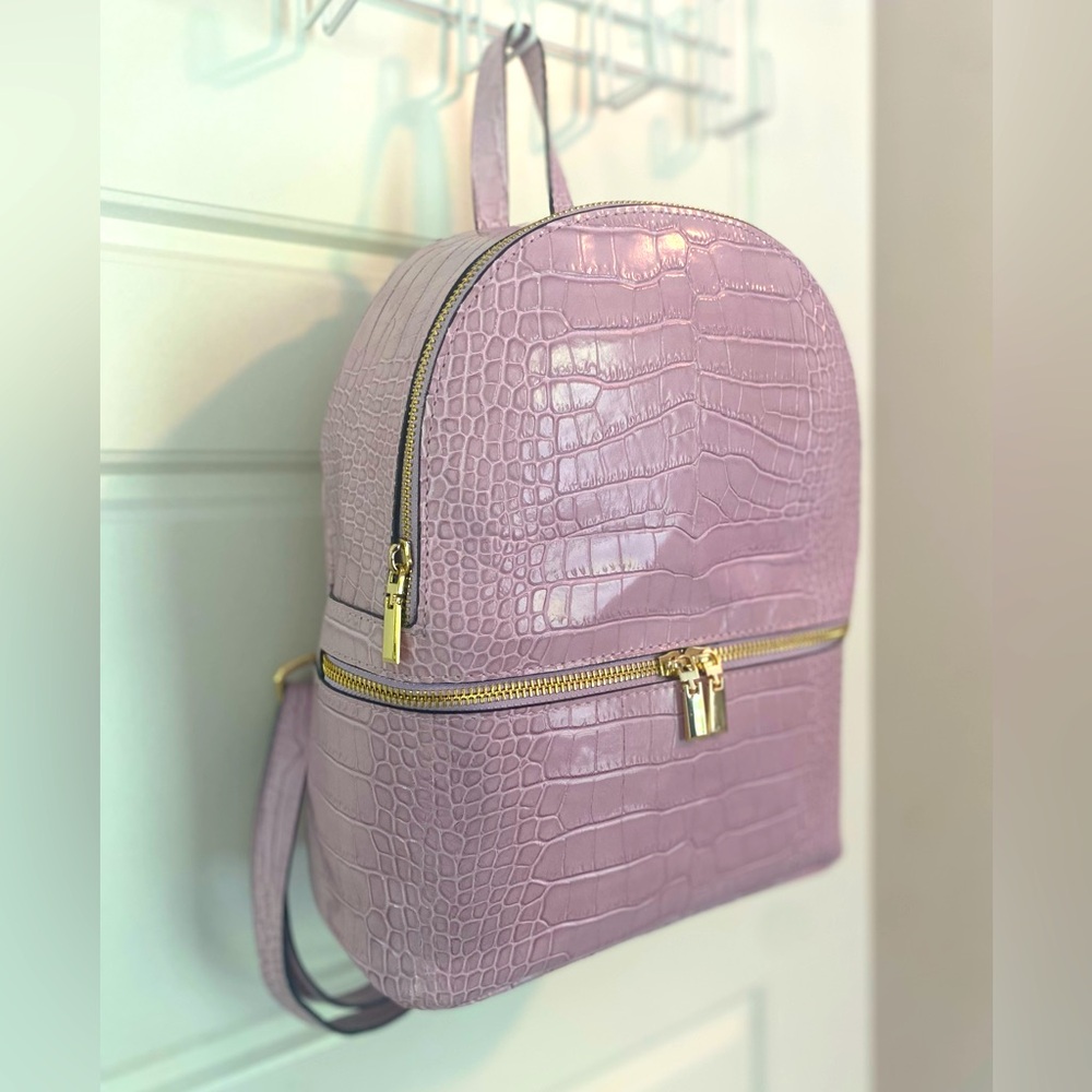 🎒 PULICATI Italy Leather Backpack Light Purple Lavender